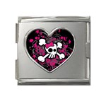 Girly Skull & Crossbones Mega Link Heart Italian Charm (18mm)