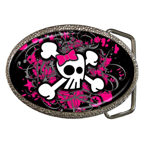 Girly Skull & Crossbones Belt Buckle from ArtsNow.com Front