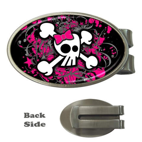 Girly Skull & Crossbones Money Clip (Oval) from ArtsNow.com Front