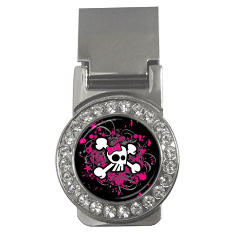 Girly Skull & Crossbones Money Clip (CZ) from ArtsNow.com Front