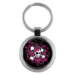 Girly Skull & Crossbones Key Chain (Round)