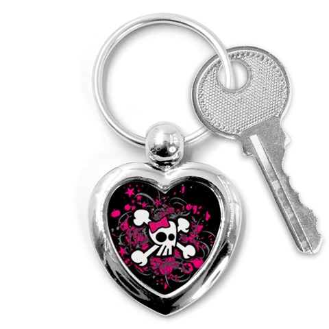 Girly Skull & Crossbones Key Chain (Heart) from ArtsNow.com Front