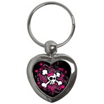 Girly Skull & Crossbones Key Chain (Heart)