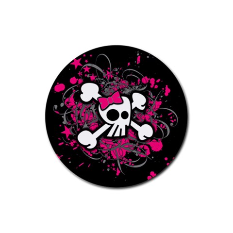 Girly Skull & Crossbones Rubber Coaster (Round) from ArtsNow.com Front