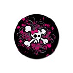 Girly Skull & Crossbones Rubber Coaster (Round)