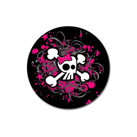 Girly Skull & Crossbones Magnet 3  (Round) from ArtsNow.com Front