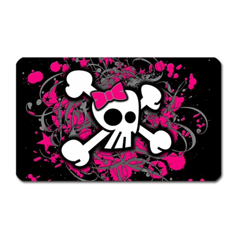 Girly Skull & Crossbones Magnet (Rectangular) from ArtsNow.com Front