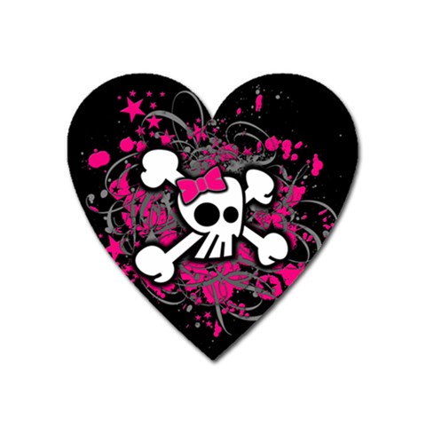 Girly Skull & Crossbones Magnet (Heart) from ArtsNow.com Front