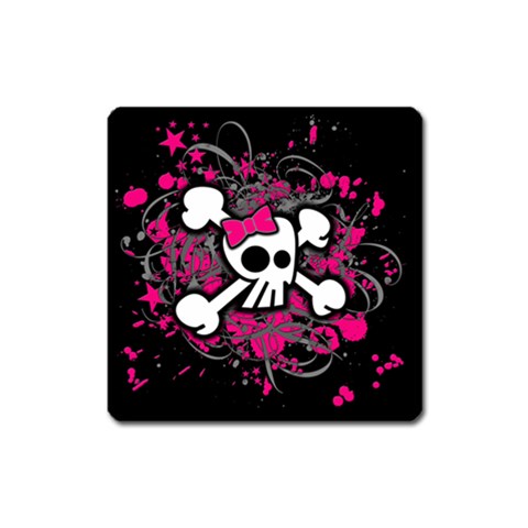 Girly Skull & Crossbones Magnet (Square) from ArtsNow.com Front