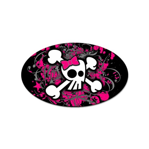 Girly Skull & Crossbones Sticker Oval (100 pack) from ArtsNow.com Front