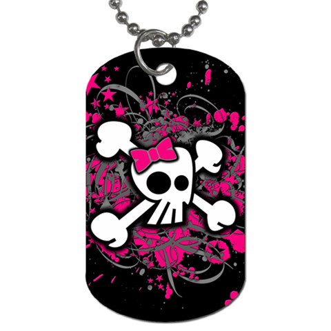 Girly Skull & Crossbones Dog Tag (Two Sides) from ArtsNow.com Front