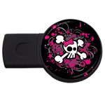 Girly Skull & Crossbones USB Flash Drive Round (2 GB)