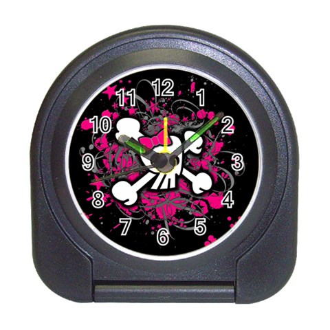 Girly Skull & Crossbones Travel Alarm Clock from ArtsNow.com Front