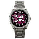 Girly Skull & Crossbones Sport Metal Watch