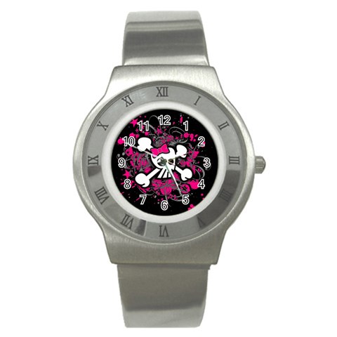 Girly Skull & Crossbones Stainless Steel Watch from ArtsNow.com Front