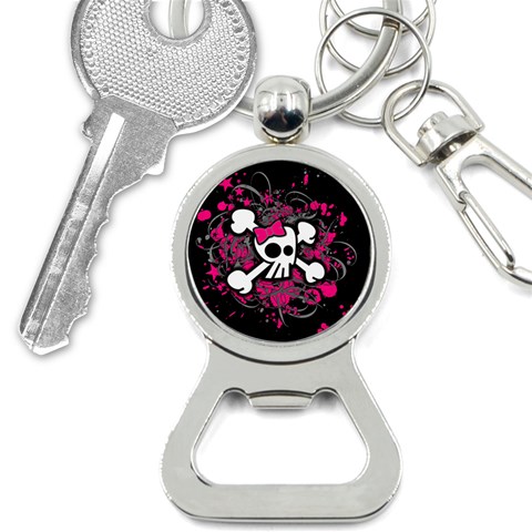Girly Skull & Crossbones Bottle Opener Key Chain from ArtsNow.com Front
