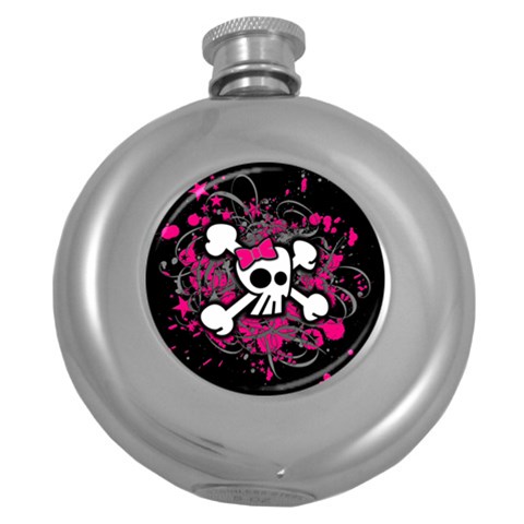 Girly Skull & Crossbones Hip Flask (5 oz) from ArtsNow.com Front