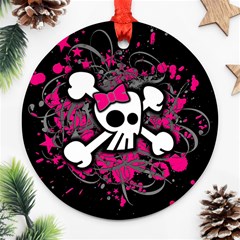 Girly Skull & Crossbones Round Ornament (Two Sides) from ArtsNow.com Front