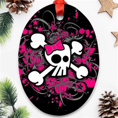 Girly Skull & Crossbones Oval Ornament (Two Sides) from ArtsNow.com Front