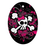 Girly Skull & Crossbones Oval Ornament (Two Sides)