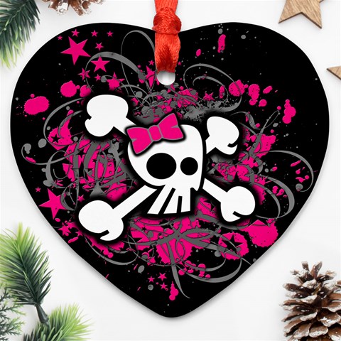 Girly Skull & Crossbones Heart Ornament (Two Sides) from ArtsNow.com Front