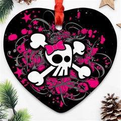 Girly Skull & Crossbones Heart Ornament (Two Sides) from ArtsNow.com Front