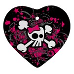 Girly Skull & Crossbones Heart Ornament (Two Sides)