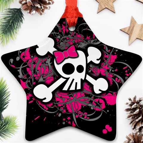 Girly Skull & Crossbones Star Ornament (Two Sides) from ArtsNow.com Front
