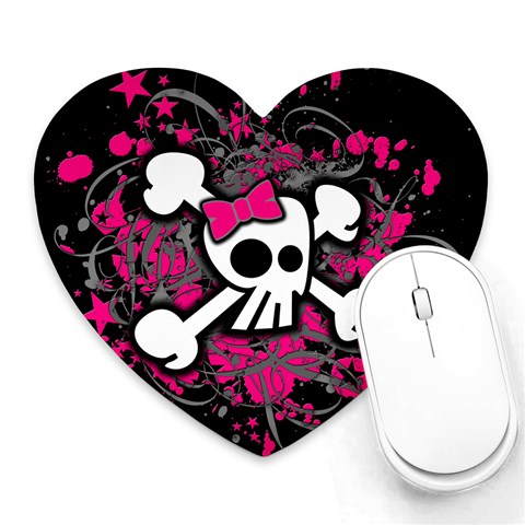Girly Skull & Crossbones Mousepad (Heart) from ArtsNow.com Front