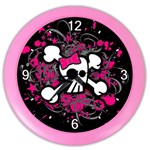 Girly Skull & Crossbones Color Wall Clock