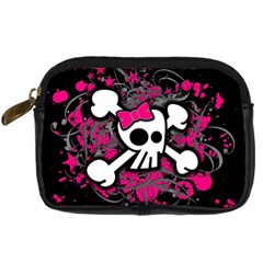 Girly Skull & Crossbones Digital Camera Leather Case from ArtsNow.com Front