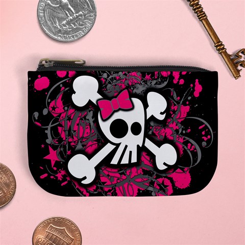 Girly Skull & Crossbones Mini Coin Purse from ArtsNow.com Front