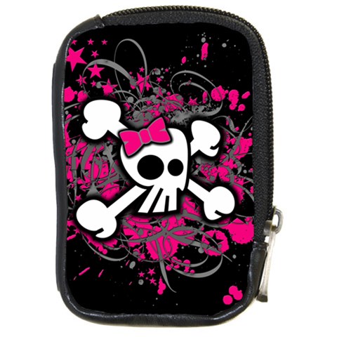 Girly Skull & Crossbones Compact Camera Leather Case from ArtsNow.com Front
