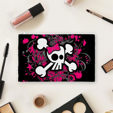 Girly Skull & Crossbones Cosmetic Bag (Medium) from ArtsNow.com Front