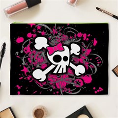 Girly Skull & Crossbones Cosmetic Bag (XL) from ArtsNow.com Front