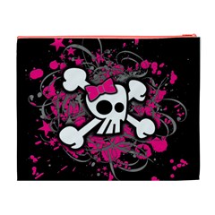 Girly Skull & Crossbones Cosmetic Bag (XL) from ArtsNow.com Back