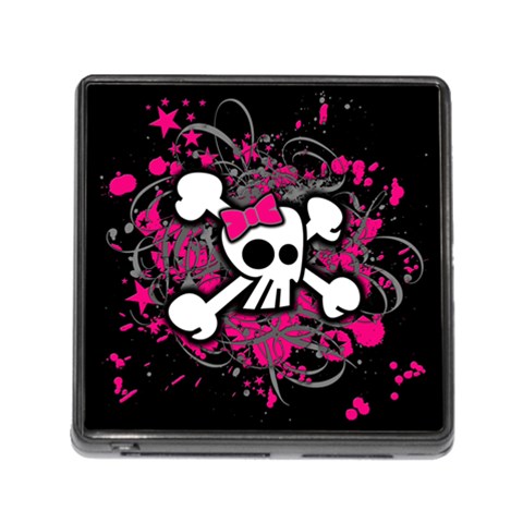 Girly Skull & Crossbones Memory Card Reader with Storage (Square) from ArtsNow.com Front