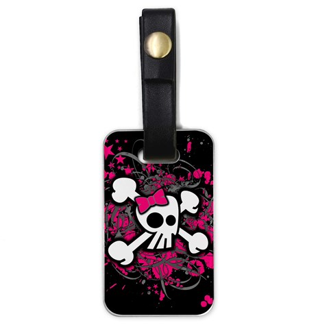 Girly Skull & Crossbones Luggage Tag (one side) from ArtsNow.com Front