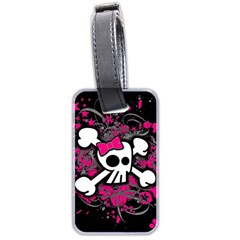 Girly Skull & Crossbones Luggage Tag (two sides) from ArtsNow.com Front