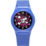 Girly Skull & Crossbones Round Plastic Sport Watch Small