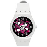 Girly Skull & Crossbones Round Plastic Sport Watch Medium