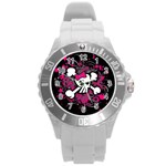 Girly Skull & Crossbones Round Plastic Sport Watch Large