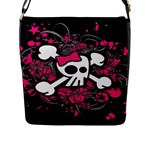 Girly Skull & Crossbones Flap Closure Messenger Bag (Large)