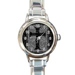 Gothic Brocade Cross Round Italian Charm Watch