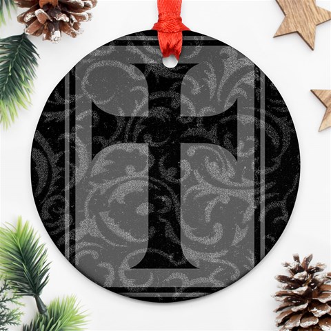 Gothic Brocade Cross Ornament (Round) from ArtsNow.com Front