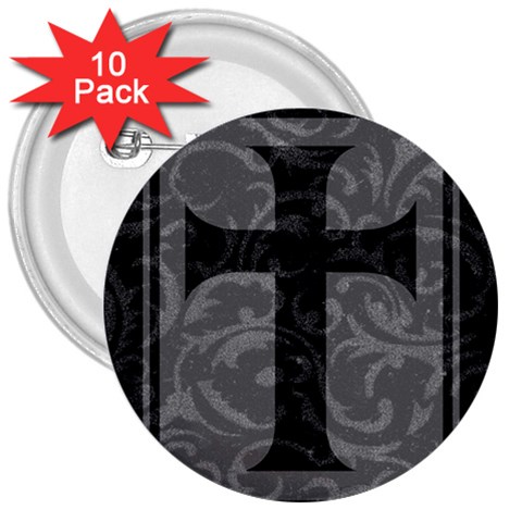 Gothic Brocade Cross 3  Button (10 pack) from ArtsNow.com Front