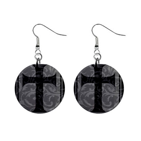 Gothic Brocade Cross 1  Button Earrings from ArtsNow.com Front