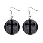 Gothic Brocade Cross 1  Button Earrings