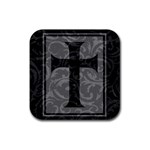 Gothic Brocade Cross Rubber Coaster (Square)