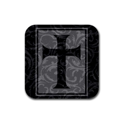 Gothic Brocade Cross Rubber Square Coaster (4 pack) from ArtsNow.com Front